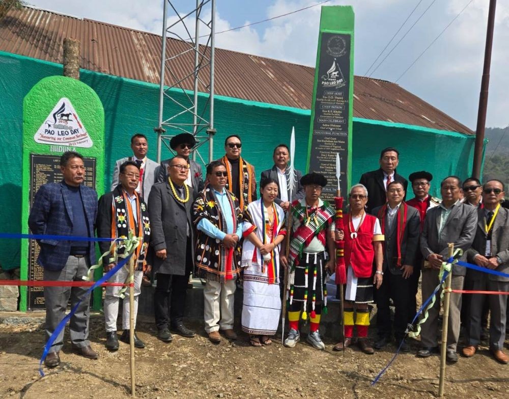 MLA & Leader of NPF legislator Party, Küzholüzo Nienü with others during the ‘Pao Leo Day’ at Purul village under Senapati District.